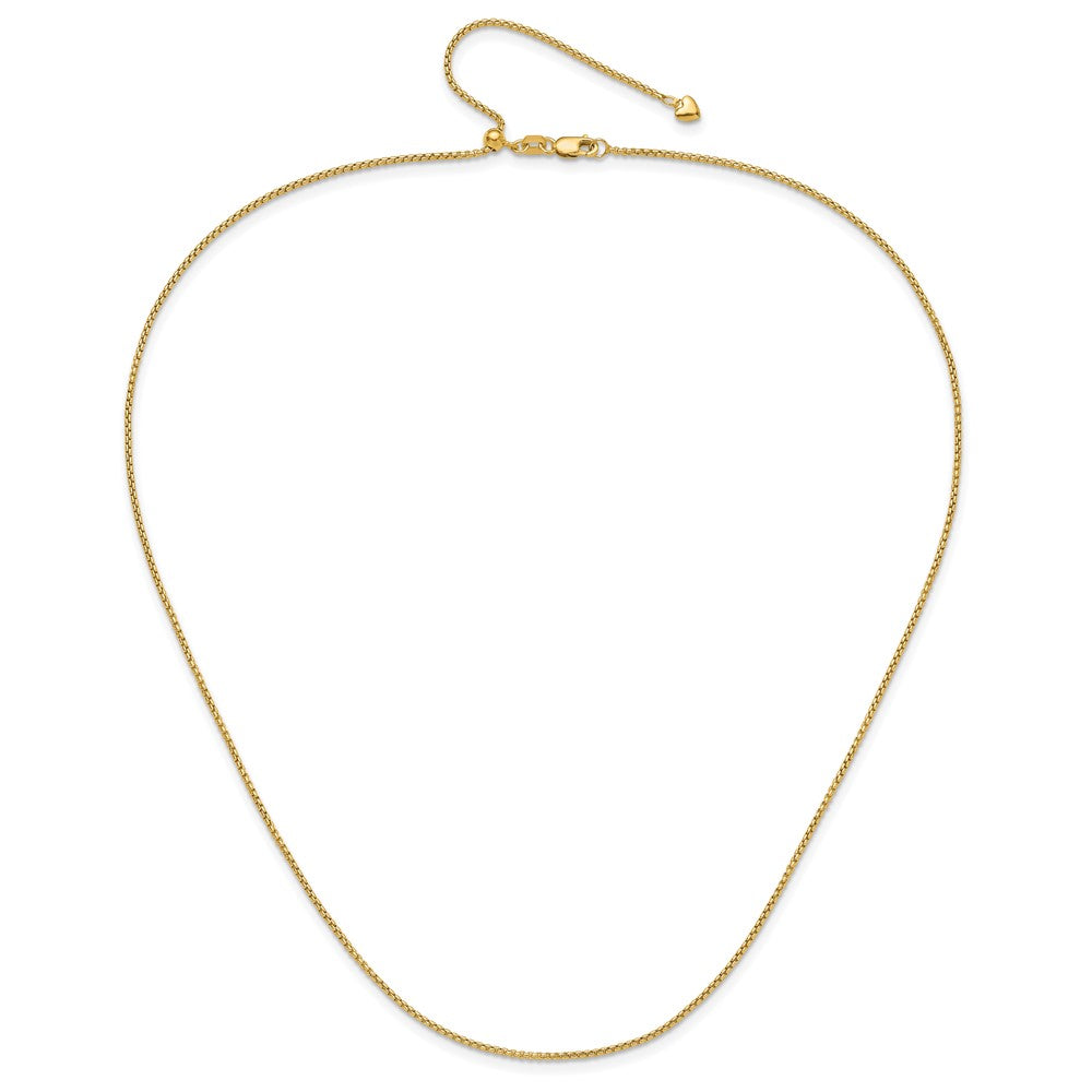26 Inch 14K Yellow Gold Adjustable 1.35mm Round Box Chain Necklace