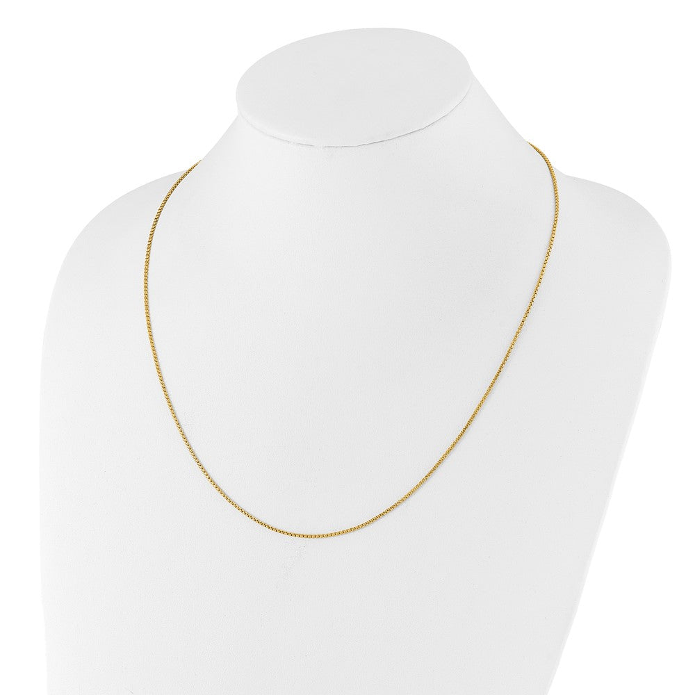 22 Inch 14K Yellow Gold Adjustable 1.35mm Round Box Chain Necklace