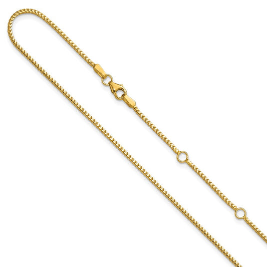 18 Inch 14K Yellow Gold 1.25mm Franco 1In+1In Adjustable Chain Necklace