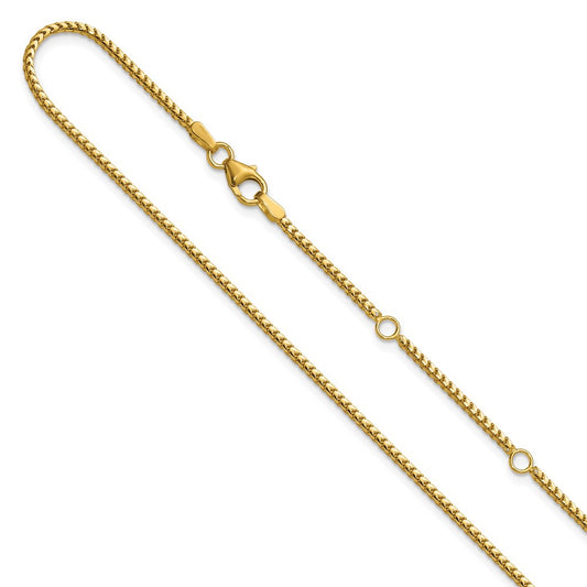 18 Inch 14K Yellow Gold 1.5mmmm Franco 1In+1In Adjustable Chain Necklace