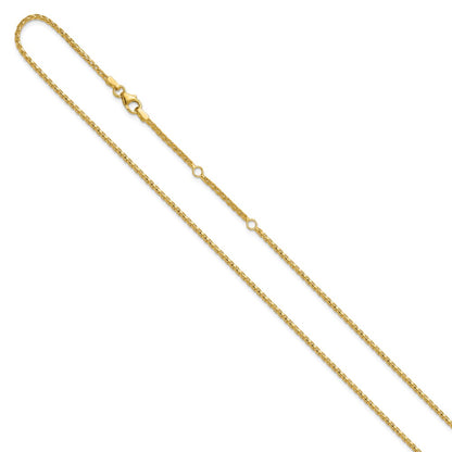 18 Inch 14K Yellow Gold 1.65mm D/C Open Franco 1In+1In Adjustable Chain Necklace