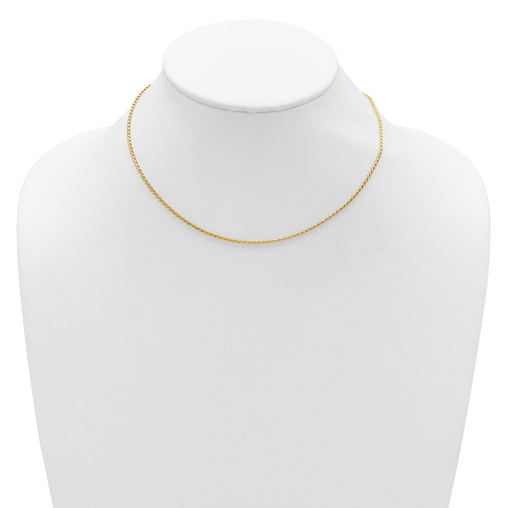 2 Inch 14K Yellow Gold 1.65mm D/C Open Franco 1In+1In Adjustable Chain Necklace