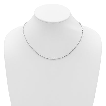 18 Inch 14K White Gold 1.65mm D/C Open Franco 1In+1In Adjustable Chain Necklace