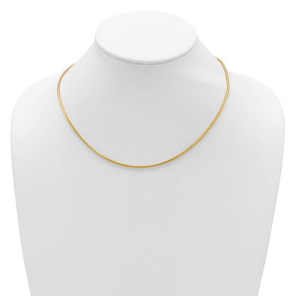 18 Inch 14K Yellow Gold 2.1mm D/C Open Franco 1In+1In Adjustable Chain Necklace