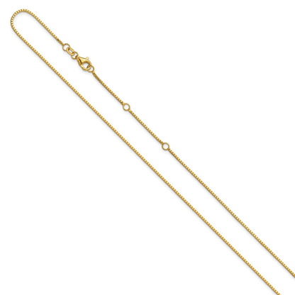 2 Inch 14K Yellow Gold 1mm Box 1In+1In Adjustable Chain Necklace