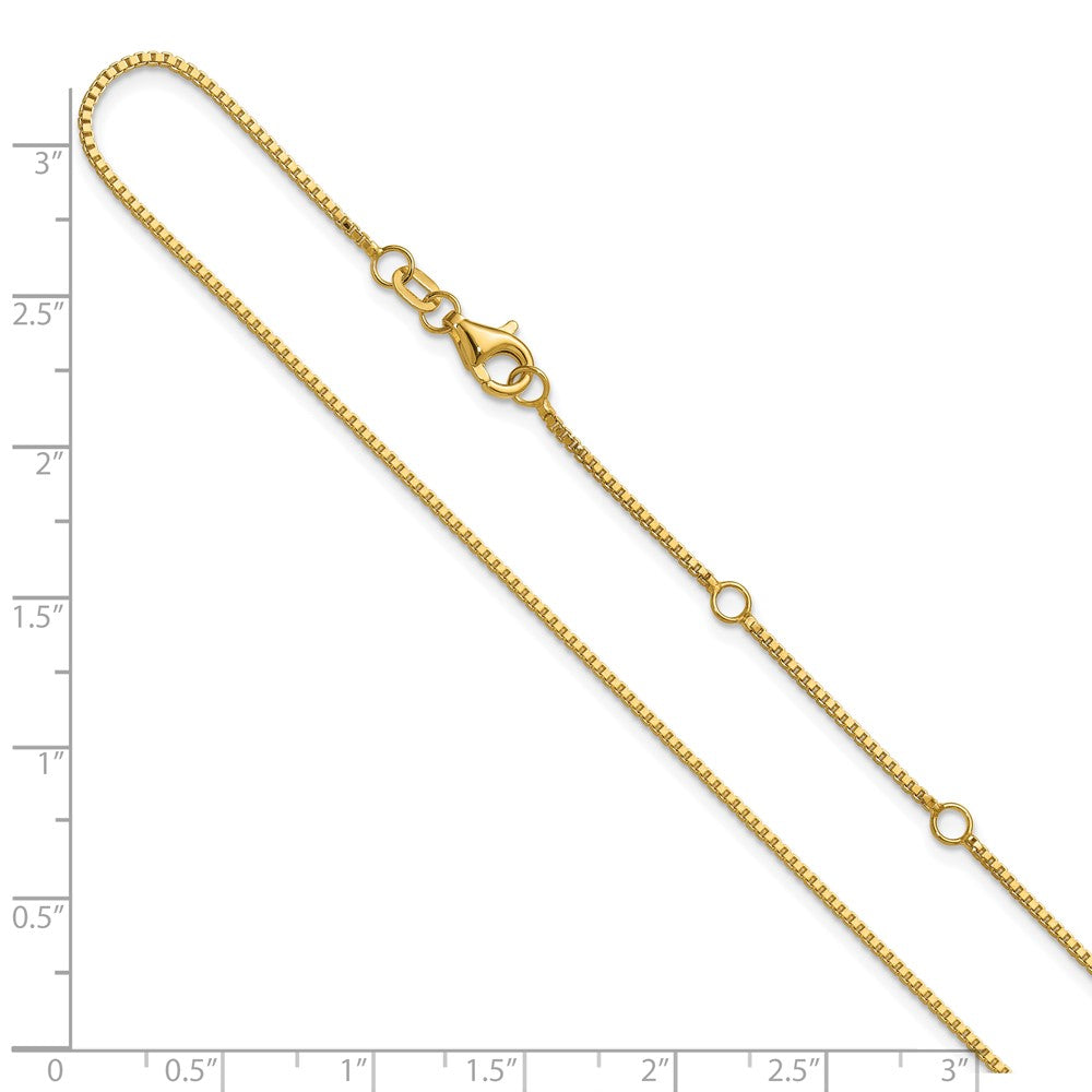26 Inch 14K Yellow Gold 1mm Box 2In+2In Adjustable Chain Necklace