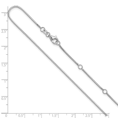 2 Inch 14K White Gold 1mm Box 1In+1In Adjustable Chain Necklace
