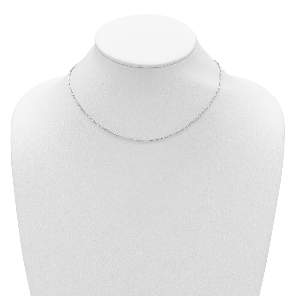 2 Inch 14K White Gold 1.4mm Flat Cable 1In+1In Adjustable Chain Necklace