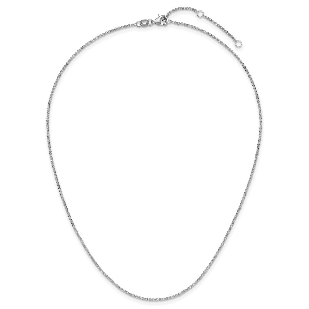 2 Inch 14K White Gold 1.4mm Flat Cable 1In+1In Adjustable Chain Necklace