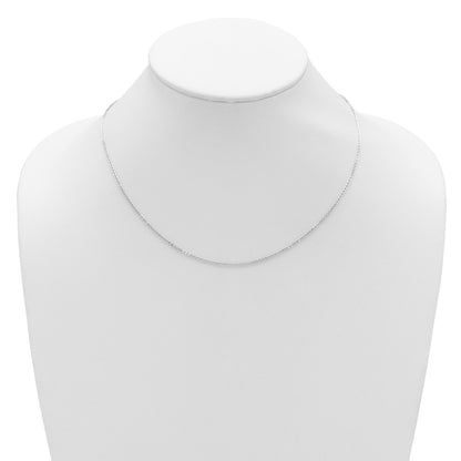 2 Inch 14K White Gold 1.4mm Flat Cable 1In+1In Adjustable Chain Necklace