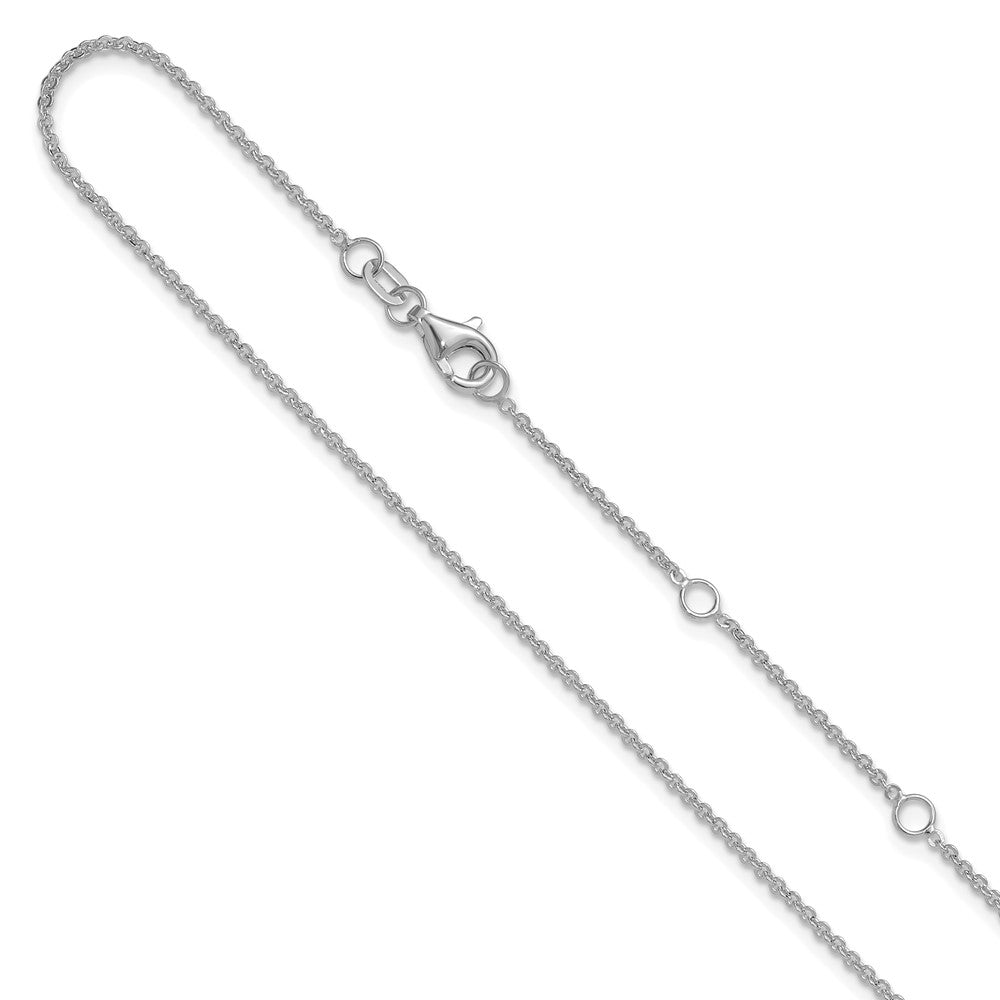 18 Inch 14K White Gold 1.4mm Flat Cable 1In+1In Adjustable Chain Necklace