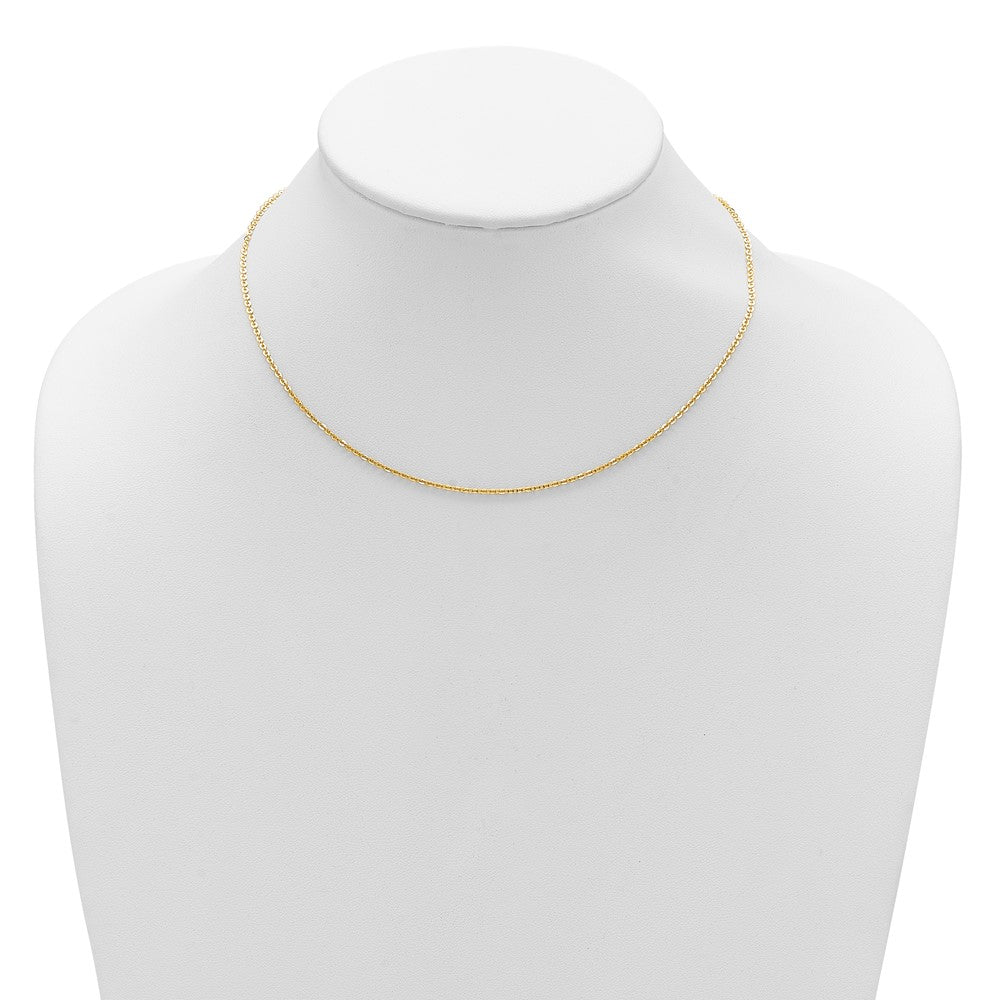 18 Inch 14K Yellow Gold 1.7mm Flat Cable 1In+1In Adjustable Chain Necklace