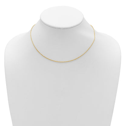 2 Inch 14K Yellow Gold 1.7mm Flat Cable 1In+1In Adjustable Chain Necklace