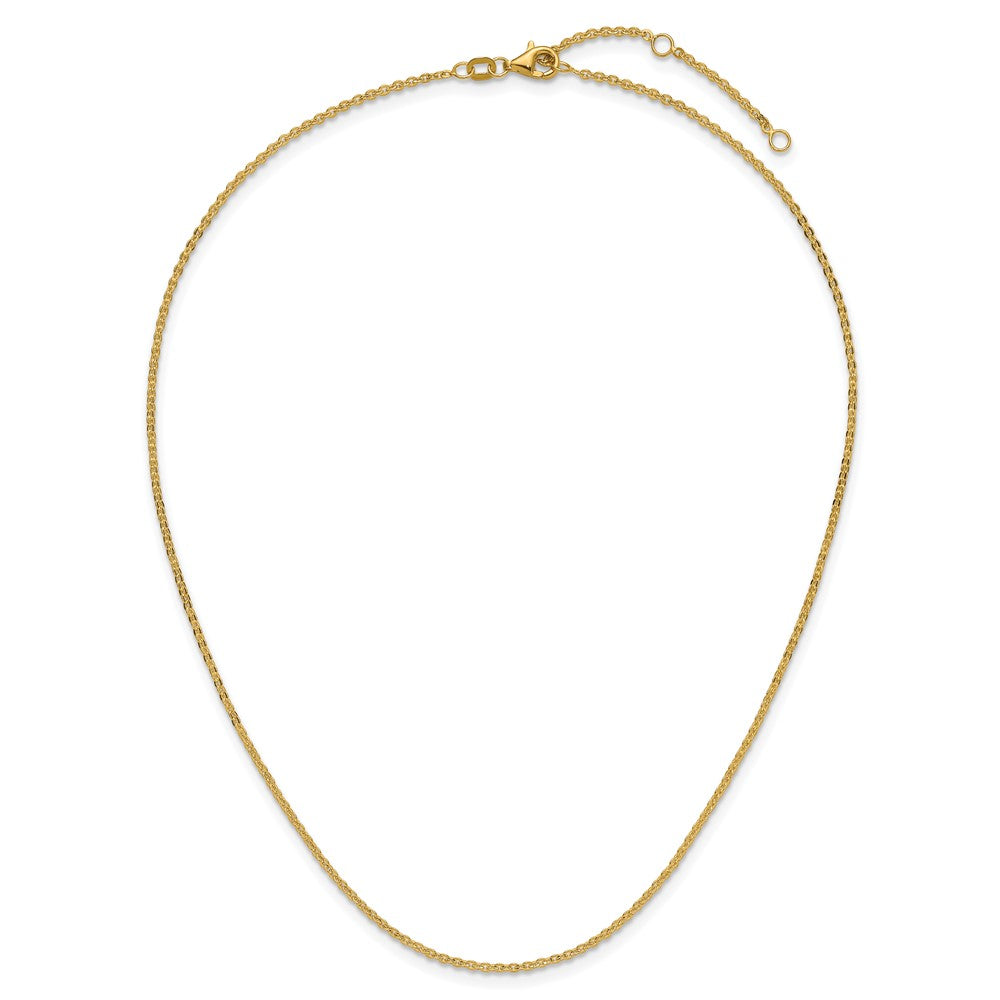18 Inch 14K Yellow Gold 1.7mm Flat Cable 1In+1In Adjustable Chain Necklace