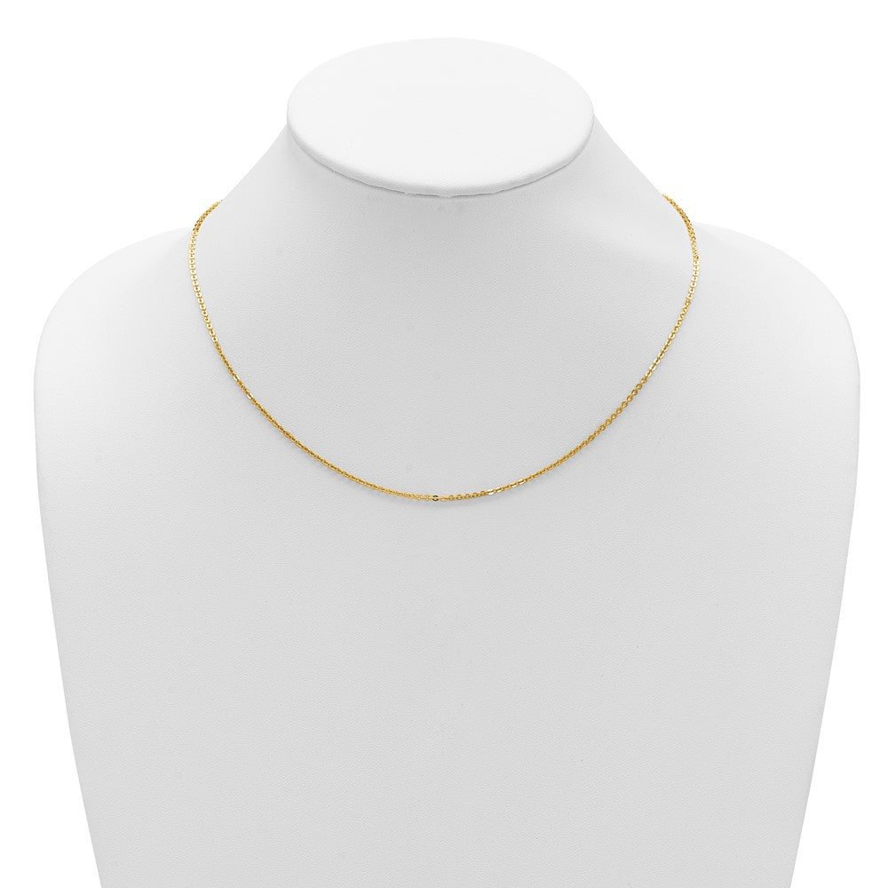18 Inch 14K Yellow Gold 1.7mm Flat Cable 1In+1In Adjustable Chain Necklace