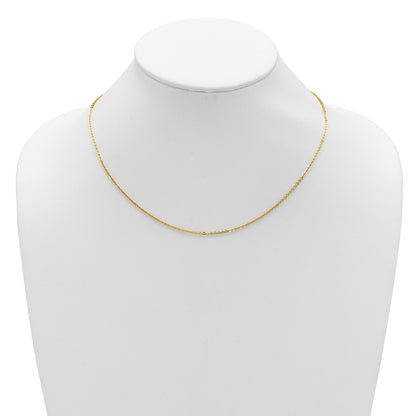 18 Inch 14K Yellow Gold 1.7mm Flat Cable 1In+1In Adjustable Chain Necklace