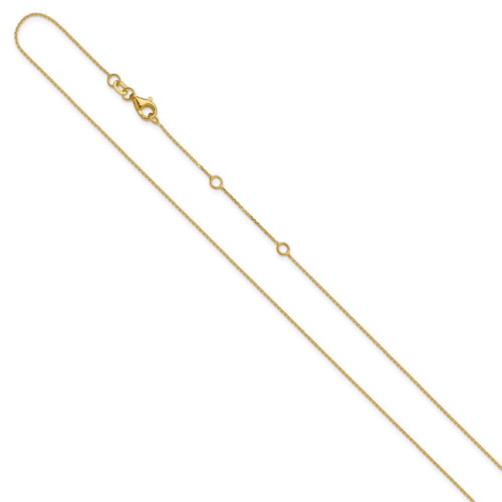 2 Inch 14K Yellow Gold .85mm D/C Square Cable 1In+1In Adjustable Chain Necklace