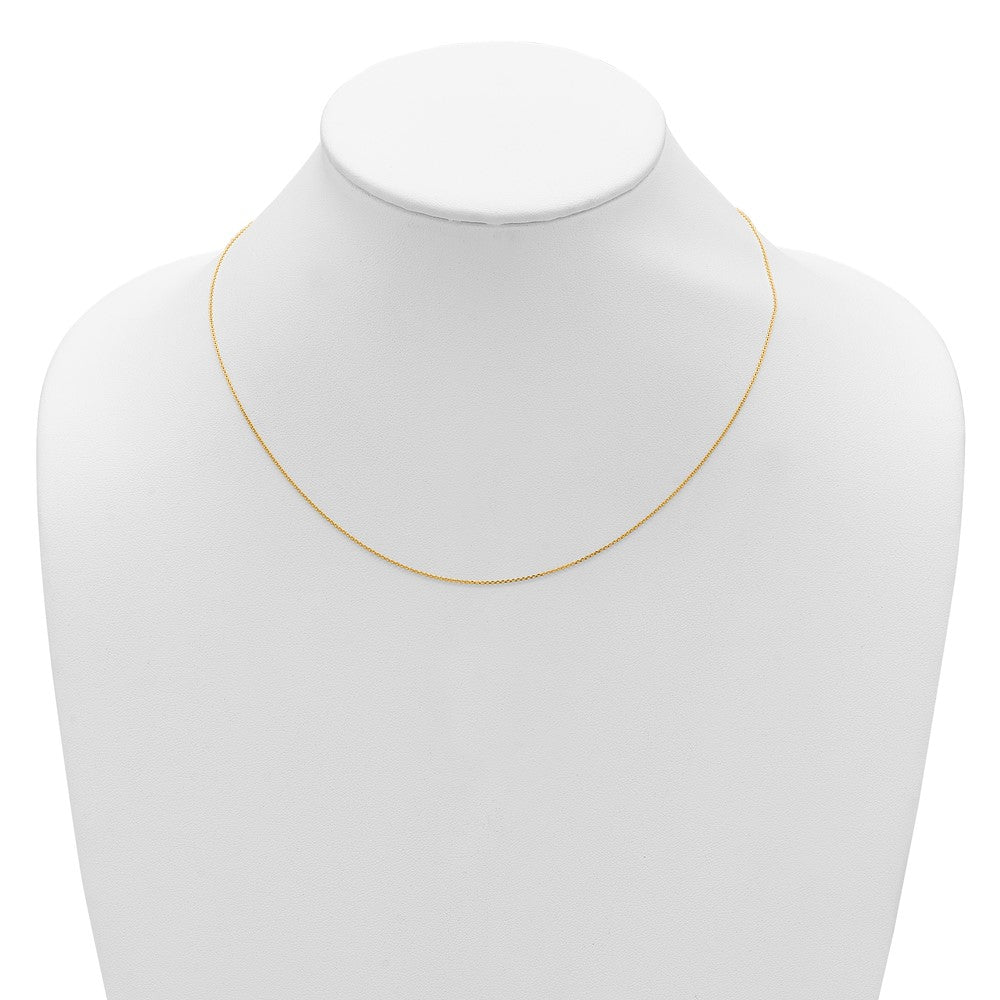18 Inch 14K Yellow Gold .85mm D/C Square Cable 1In+1In Adjustable Chain Necklace