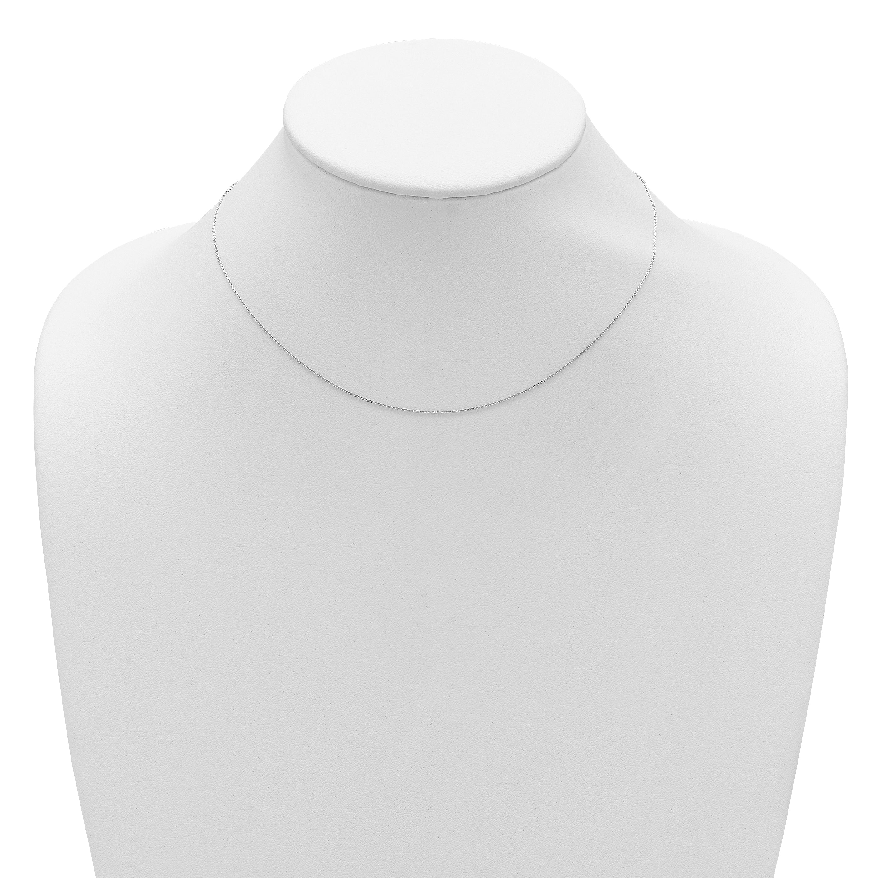 2 Inch 14K White Gold .85mm D/C Square Cable 1In+1In Adjustable Chain Necklace