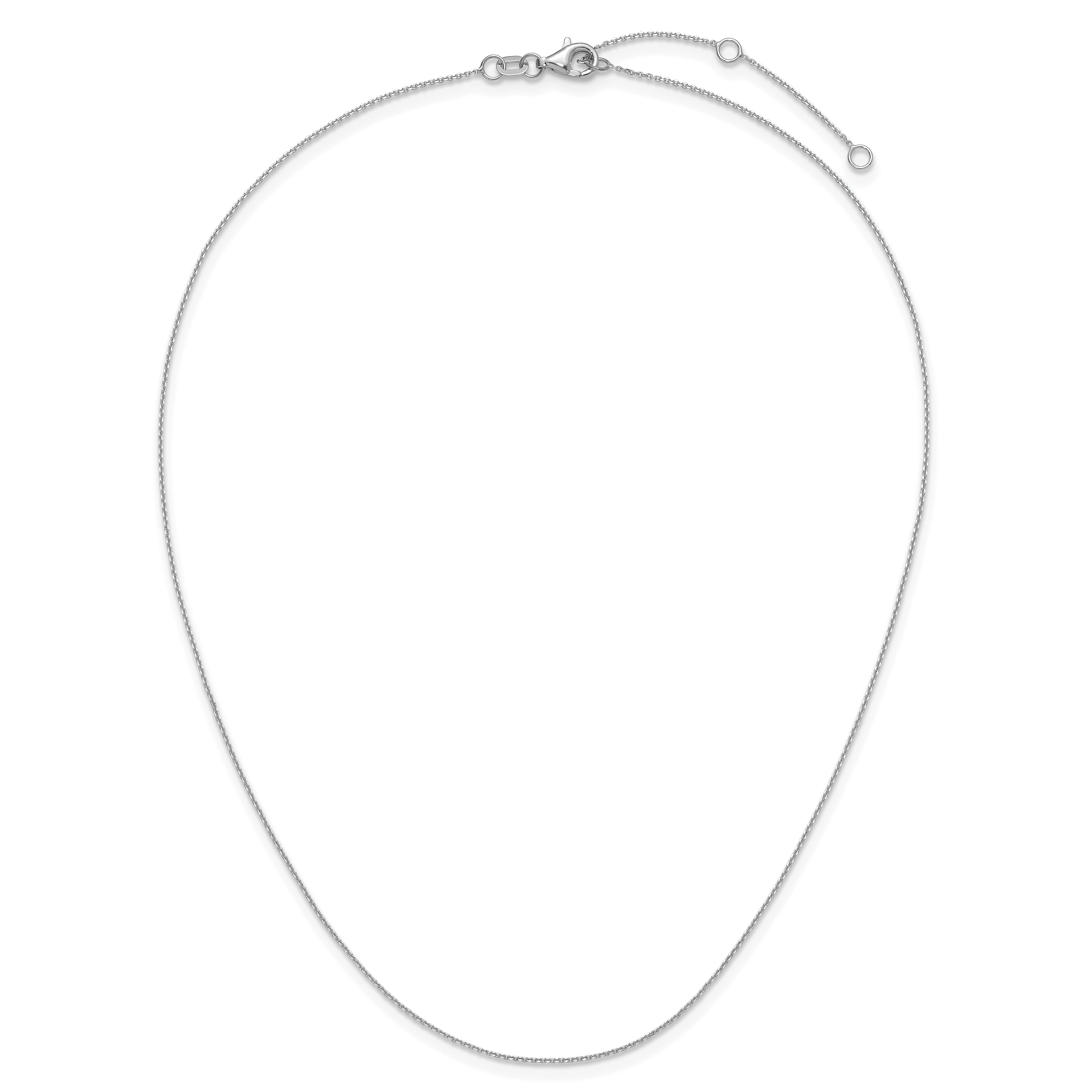 2 Inch 14K White Gold .85mm D/C Square Cable 1In+1In Adjustable Chain Necklace