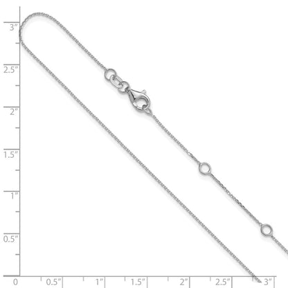 18 Inch 14K White Gold .85mm D/C Square Cable 1In+1In Adjustable Chain Necklace