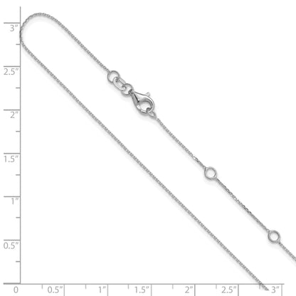 2 Inch 14K White Gold .85mm D/C Square Cable 1In+1In Adjustable Chain Necklace