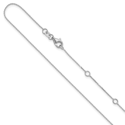 18 Inch 14K White Gold .85mm D/C Square Cable 1In+1In Adjustable Chain Necklace