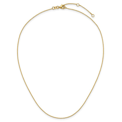 2 Inch 14K Yellow Gold 1mm D/C Square Cable 1In+1In Adjustable Chain Necklace