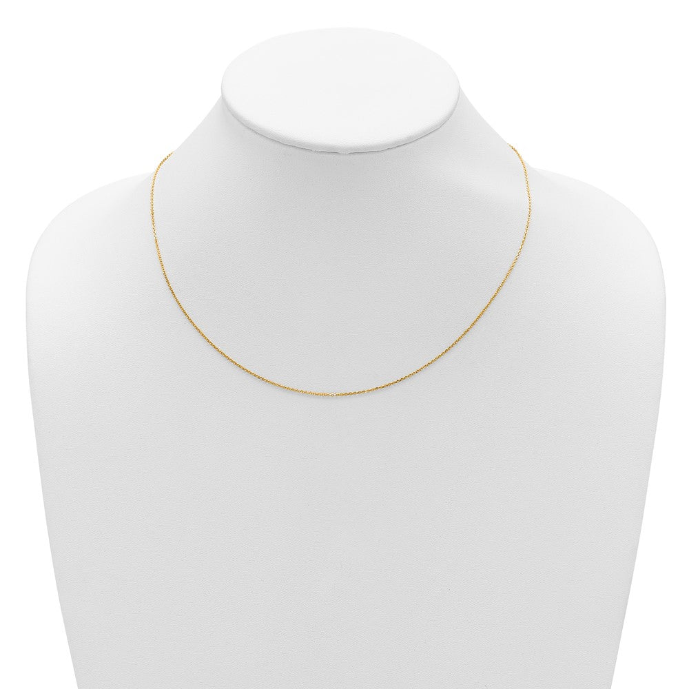 18 Inch 14K Yellow Gold 1mm D/C Square Cable 1In+1In Adjustable Chain Necklace