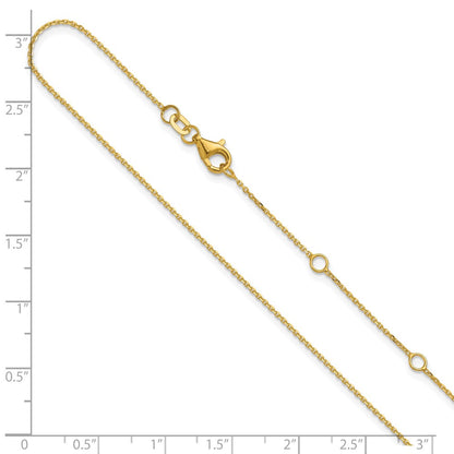 2 Inch 14K Yellow Gold 1mm D/C Square Cable 1In+1In Adjustable Chain Necklace