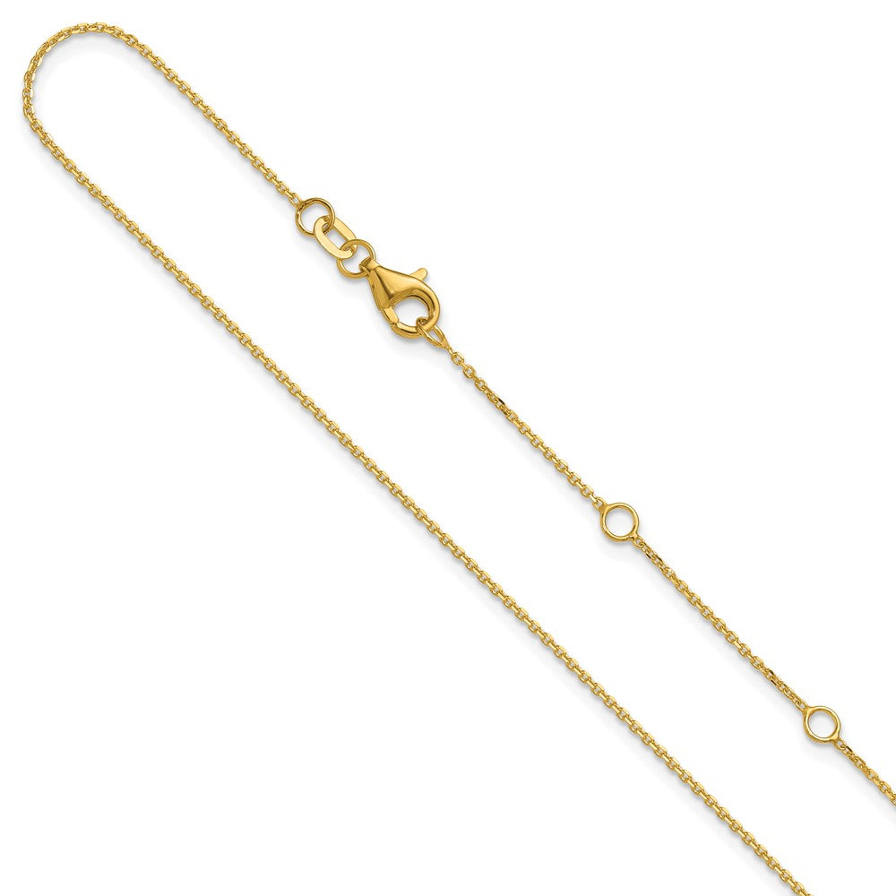 2 Inch 14K Yellow Gold 1mm D/C Square Cable 1In+1In Adjustable Chain Necklace
