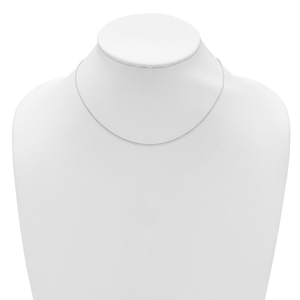 18 Inch 14K White Gold 1mm D/C Square Cable 1In+1In Adjustable Chain Necklace