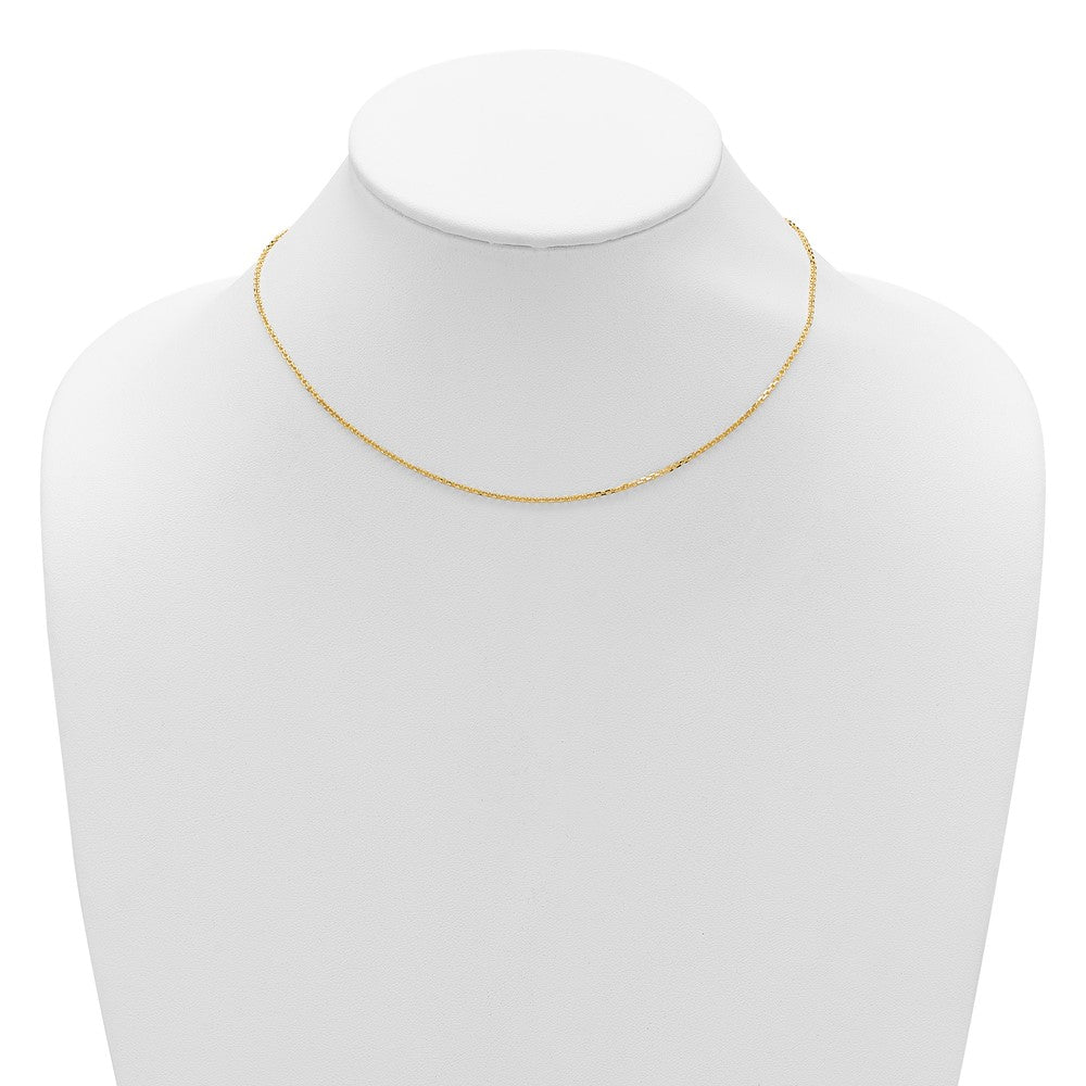 2 Inch 14K Yellow Gold 1.4mm D/C Square Cable 1In+1In Adjustable Chain Necklace