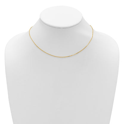 2 Inch 14K Yellow Gold 1.4mm D/C Square Cable 1In+1In Adjustable Chain Necklace