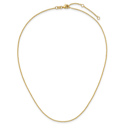 2 Inch 14K Yellow Gold 1.4mm D/C Square Cable 1In+1In Adjustable Chain Necklace