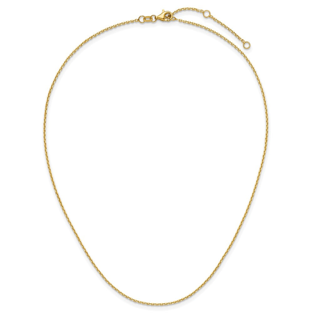 26 Inch 14K Yellow Gold 1.4mm D/C Square Cable 2In+2In Adjustable Chain Necklace