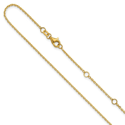 2 Inch 14K Yellow Gold 1.4mm D/C Square Cable 1In+1In Adjustable Chain Necklace