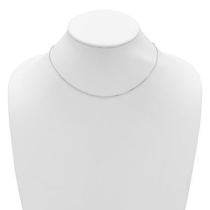 2 Inch 14K White Gold 1.4mm D/C Square Cable 1In+1In Adjustable Chain Necklace