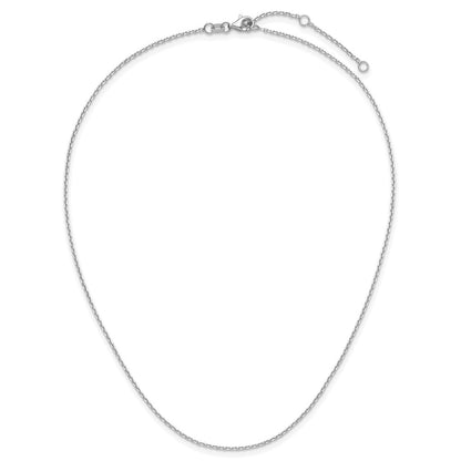 2 Inch 14K White Gold 1.4mm D/C Square Cable 1In+1In Adjustable Chain Necklace