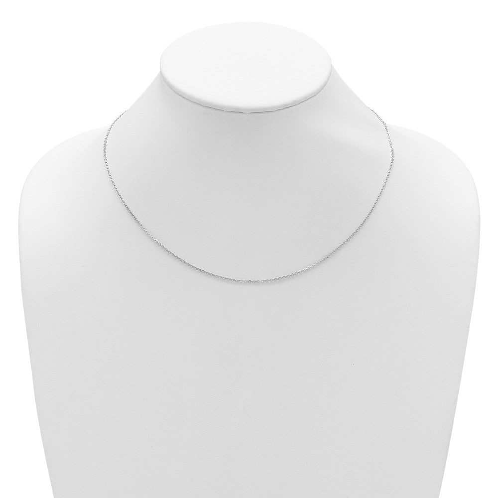 2 Inch 14K White Gold 1.4mm D/C Square Cable 1In+1In Adjustable Chain Necklace