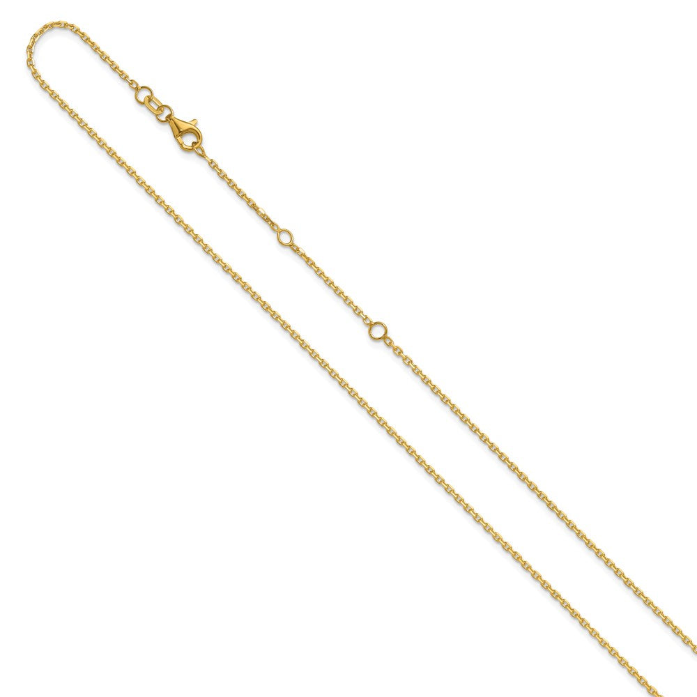 18 Inch 14K Yellow Gold 1.5mm D/C Square Cable 1In+1In Adjustable Chain Necklace