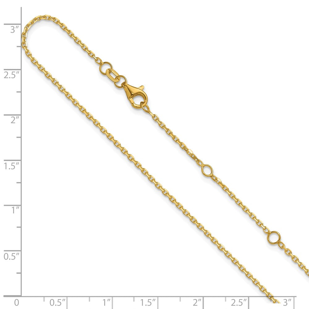 26 Inch 14K Yellow Gold 1.5mm D/C Square Cable 2In+2In Adjustable Chain Necklace