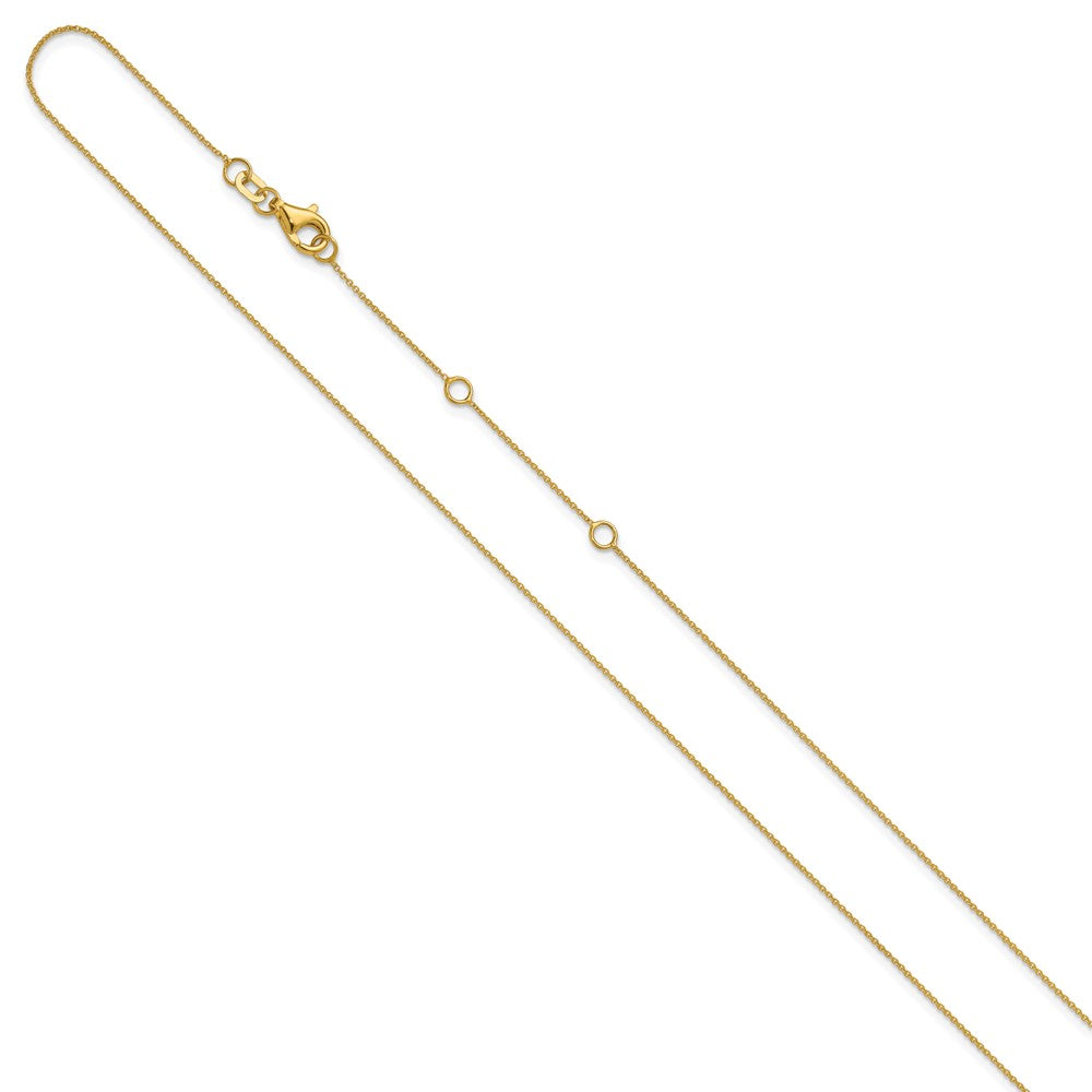 2 Inch 14K Yellow Gold .8mm Round Cable 1In+1In Adjustable Chain Necklace