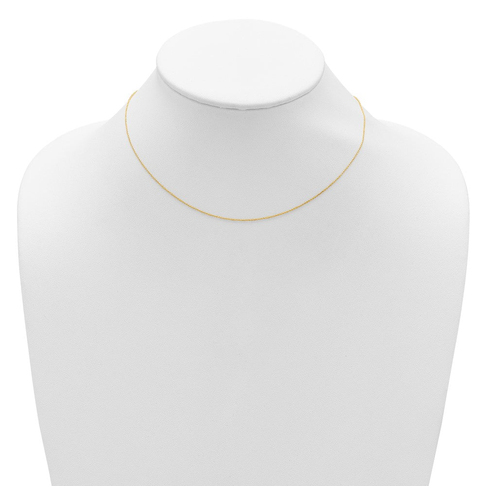 2 Inch 14K Yellow Gold .8mm Round Cable 1In+1In Adjustable Chain Necklace