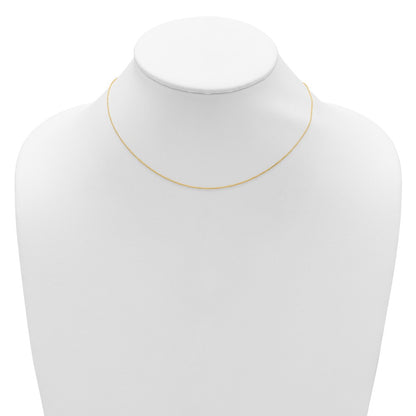 18 Inch 14K Yellow Gold .8mm Round Cable 1In+1In Adjustable Chain Necklace