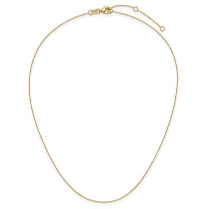 2 Inch 14K Yellow Gold .8mm Round Cable 1In+1In Adjustable Chain Necklace
