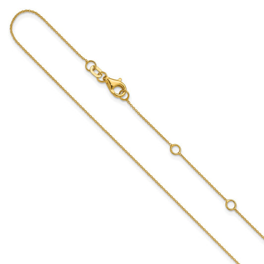 2 Inch 14K Yellow Gold .8mm Round Cable 1In+1In Adjustable Chain Necklace