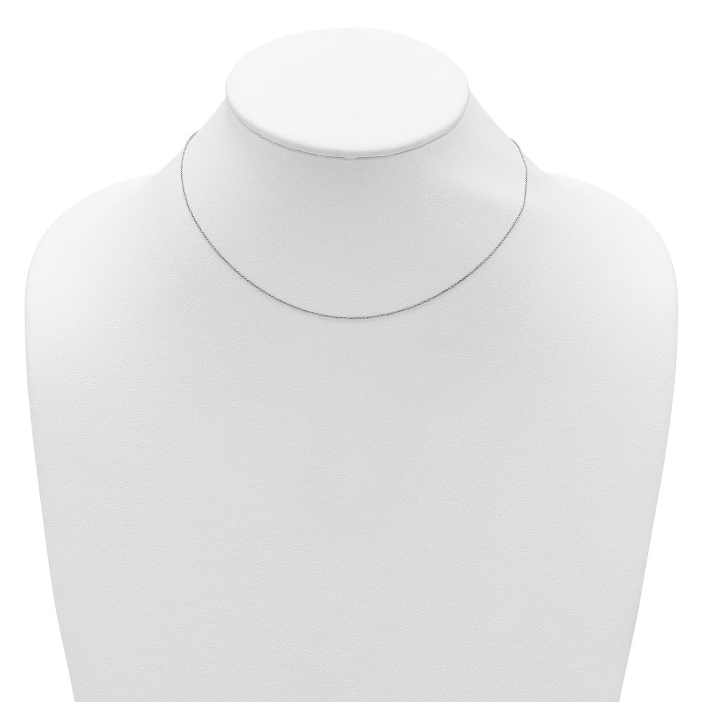 18 Inch 14K White Gold .8mm Round Cable 1In+1In Adjustable Chain Necklace