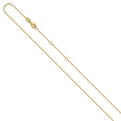 2 Inch 14K Yellow Gold .9mm Round Cable 1In+1In Adjustable Chain Necklace