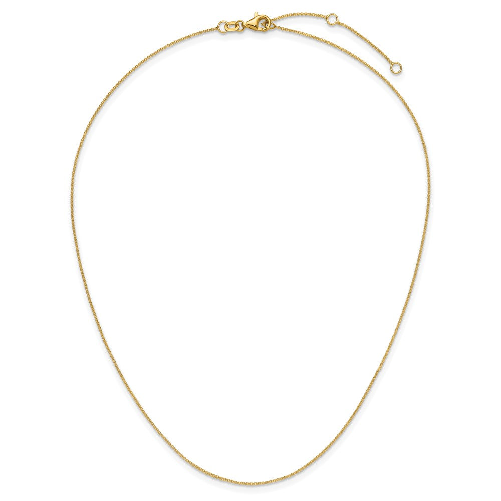 2 Inch 14K Yellow Gold .9mm Round Cable 1In+1In Adjustable Chain Necklace